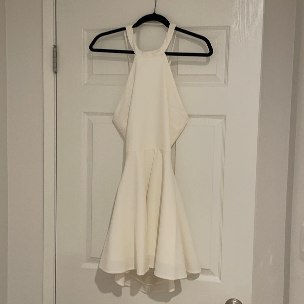 White Nasty Gal Mini Halter Skater Dress